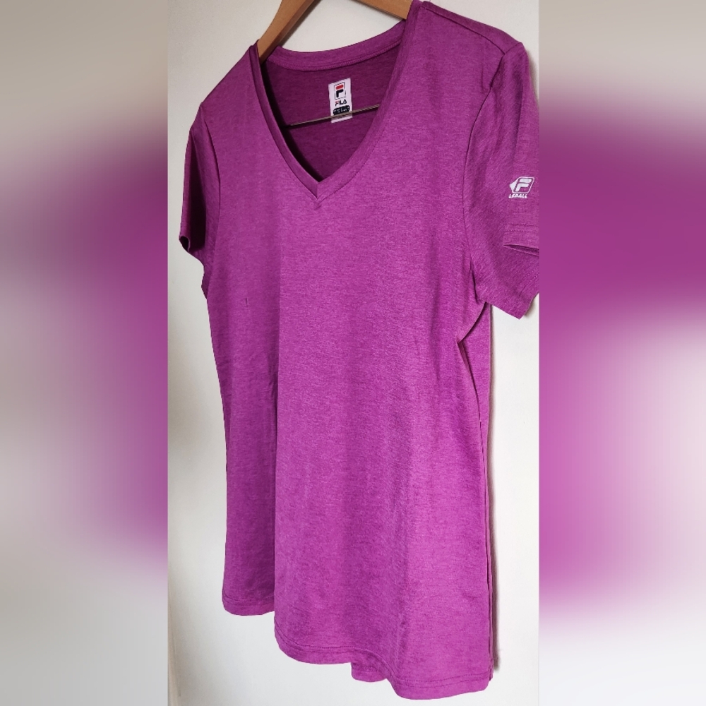 Fila Purple V-Neck Short Sleeve Tee - Picture 2 of 6